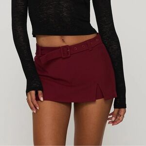 Princess Polly - Volley Mini Skort Skirt with belt Cherry Red / Burgundy NWT (2)